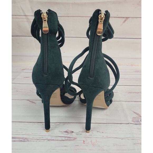 So Me Dark Green Strappy 4in Stiletto High Heels Size 6 - Picture 5 of 8